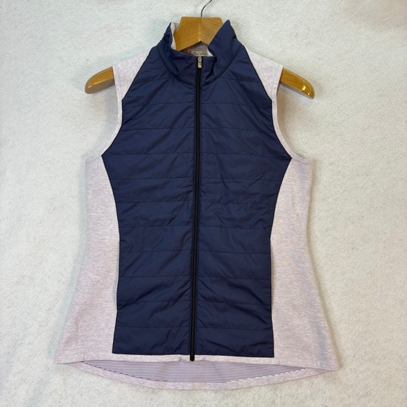 Peter Millar Navy Purple Quilted Hybrid Full Zip Vest Womens L Golf Athleisure - Picture 3 of 6